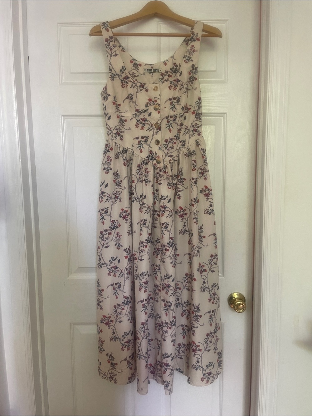 Ciao Lucia Baroque Waist Floral Button-Front Midi Dress